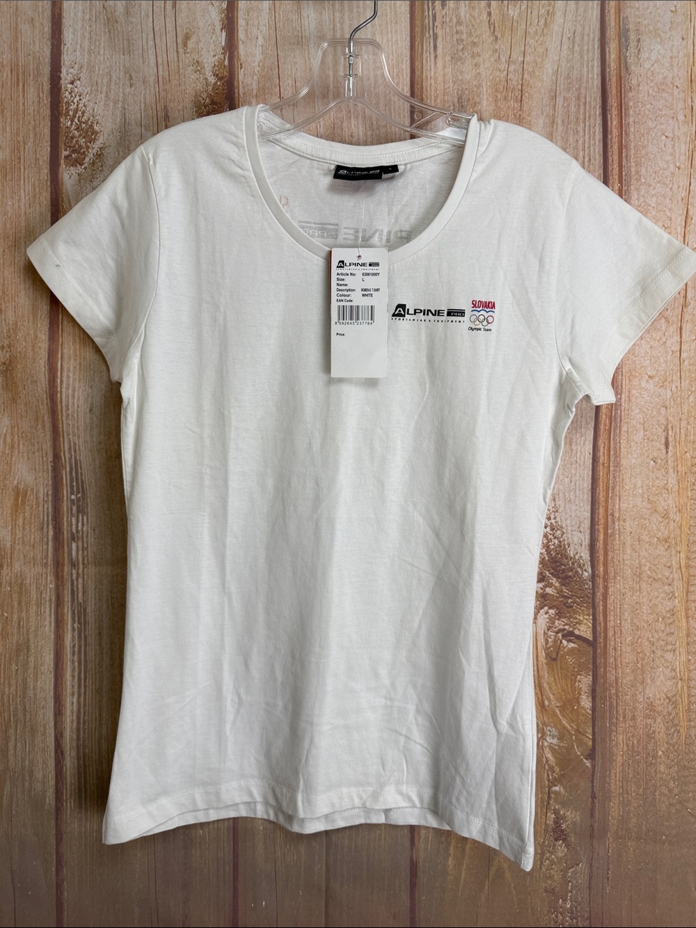 💵NWT Alpine Women's Slovakia Olympic White Short Sleeve Crewneck Tee Size Large